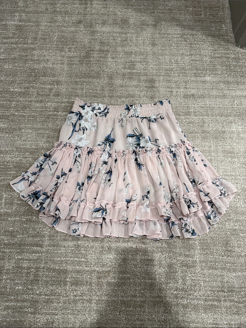 NEW Misa Los Angeles Pink Floral Tiered Ruffle Mini Skirt xs